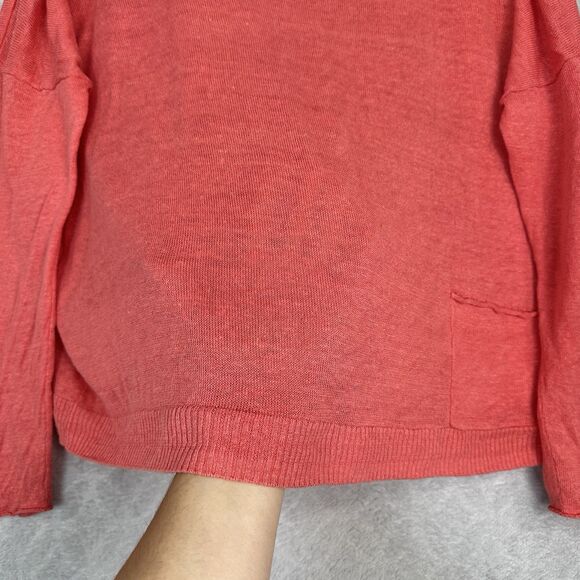 Eileen Fisher 100% Organic Linen Sweater Womens Medium Coral Coastal Lightweight - Picture 4 of 11